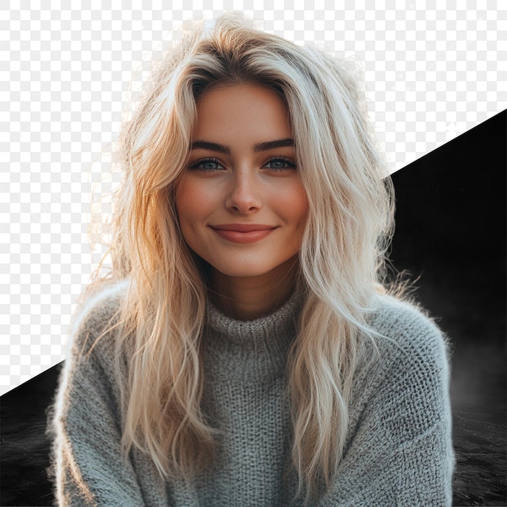 PSD uma foto de uma mulher com cabelo loiro
