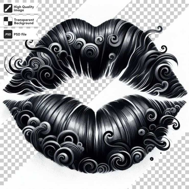 PSD uma foto em preto e branco de um cabelo preto cortado com uma foto em branco e preto