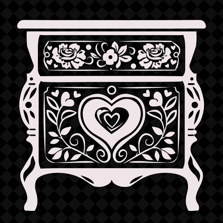 PSD uma foto em preto e branco de uma mesa de café com um coração nela