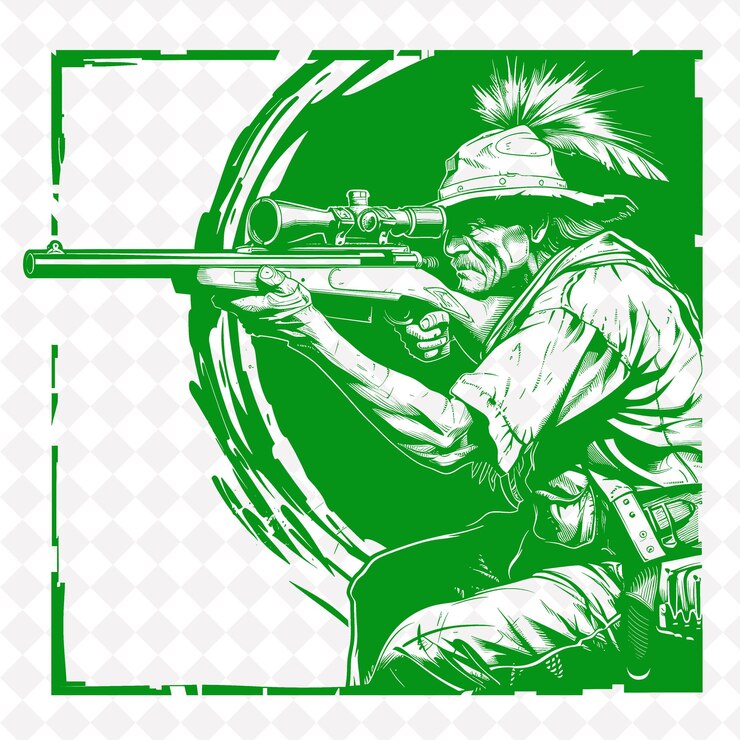 PSD uma foto verde e branca de um homem com uma arma na mão