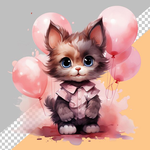 PSD uma garota bonita de gato vestindo um vestido rosa