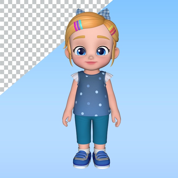 Uma garota de desenho animado uma garota de animado personagem 3D pose biblioteca desenho ilustração personagem renderização 3D