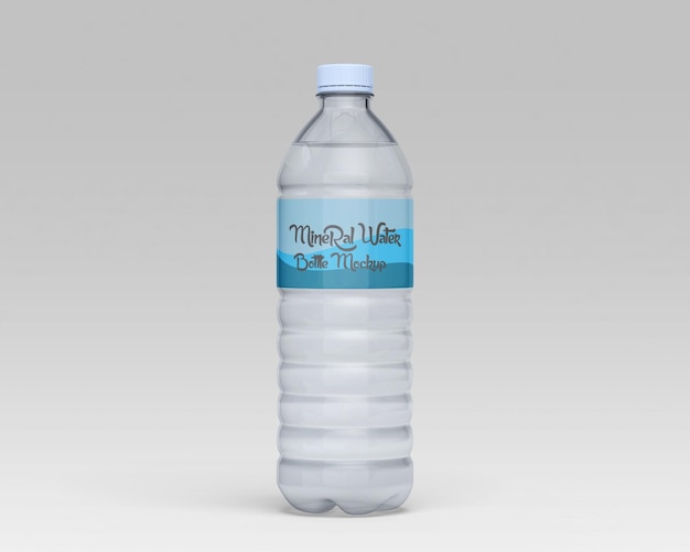 Uma garrafa de água com um rótulo azul que diz may water mockup PSD