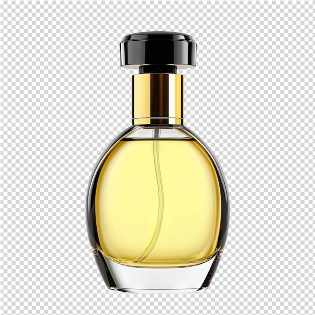 PSD uma garrafa de perfume com um rótulo preto que diz 