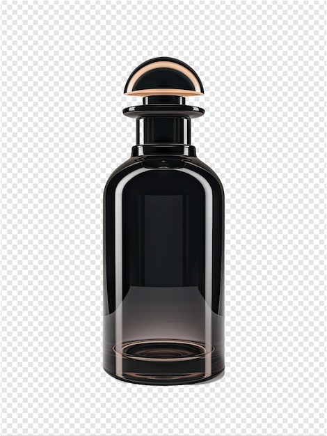 PSD uma garrafa de perfume com um rótulo preto que diz 