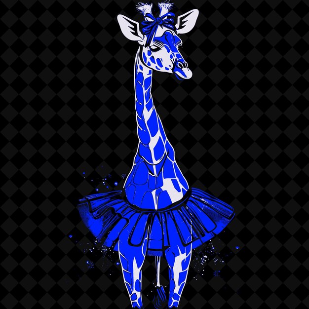 PSD uma girafa azul com um tutu azul nela