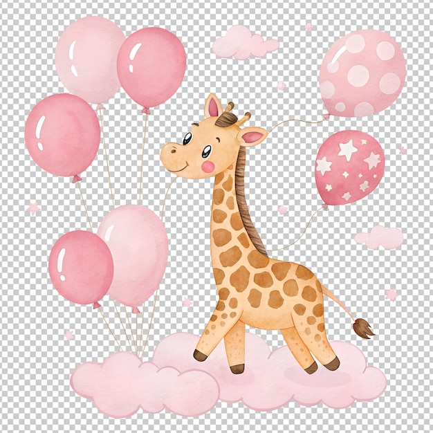 uma girafa bebê bonita clipart aquarela