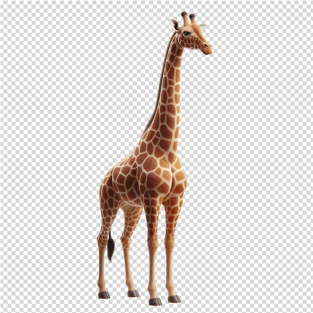 PSD uma girafa está de pé em uma grade com um fundo branco