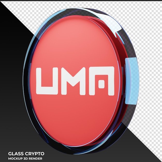UMA Glass Crypto Coin Ilustración 3D