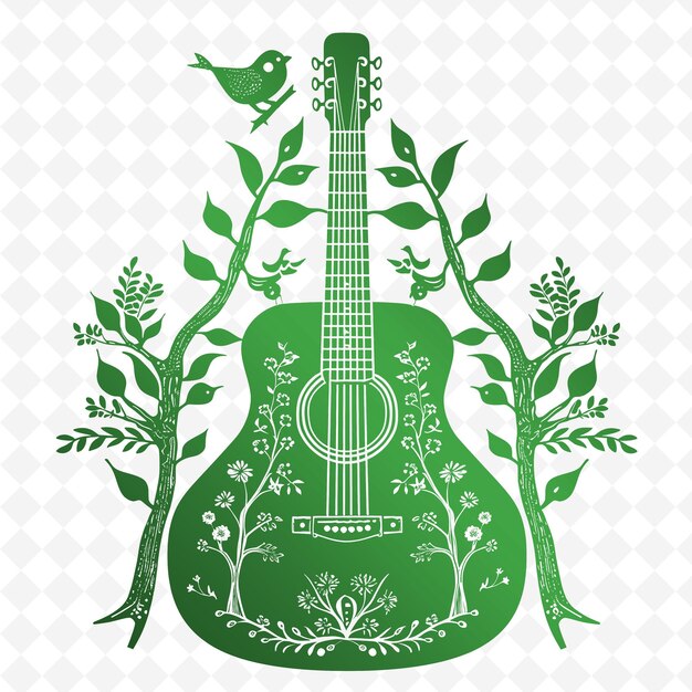 Uma guitarra verde que está em um fundo branco