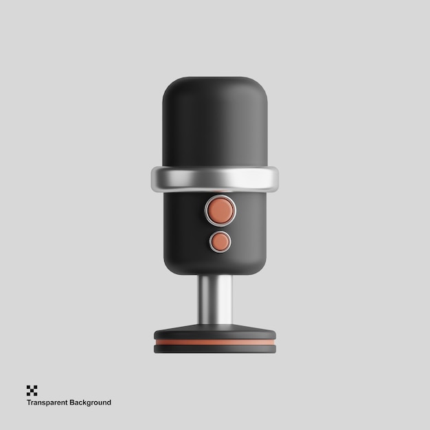 PSD uma ilustração 3d de um microfone, um dispositivo usado para capturar o som e amplificá-lo