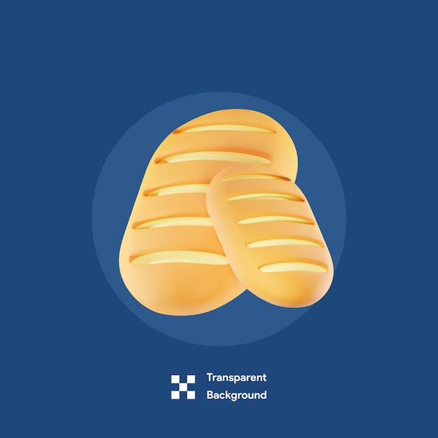 PSD uma ilustração bonita do ícone 3d do pão francês