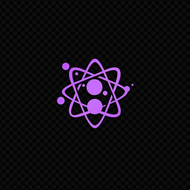 PSD uma ilustração colorida de átomo e a palavra átomo em um fundo preto