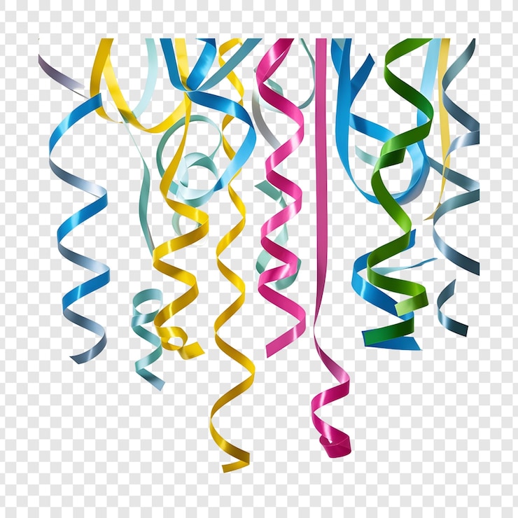 PSD uma ilustração colorida de fitas com as palavras feliz aniversário