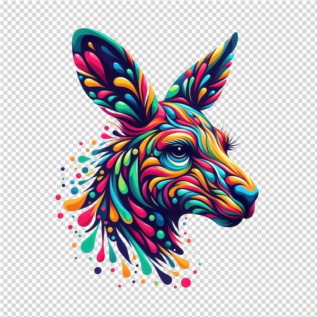 PSD uma ilustração colorida de um cervo com manchas coloridas nele