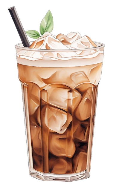 PSD uma ilustração de aquarela de café gelado