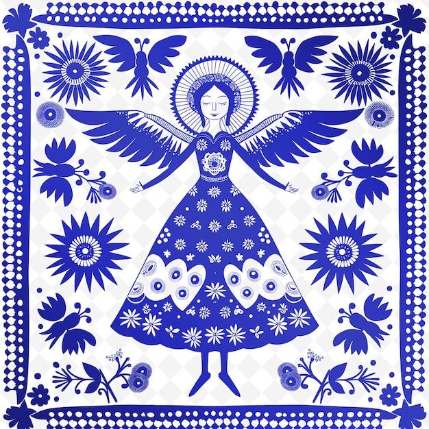 Uma ilustração de um anjo com um fundo azul
