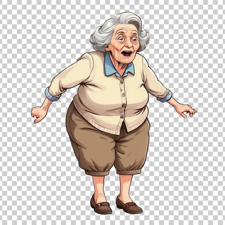 PSD uma ilustração de uma velhota com uma expressão de surpresa