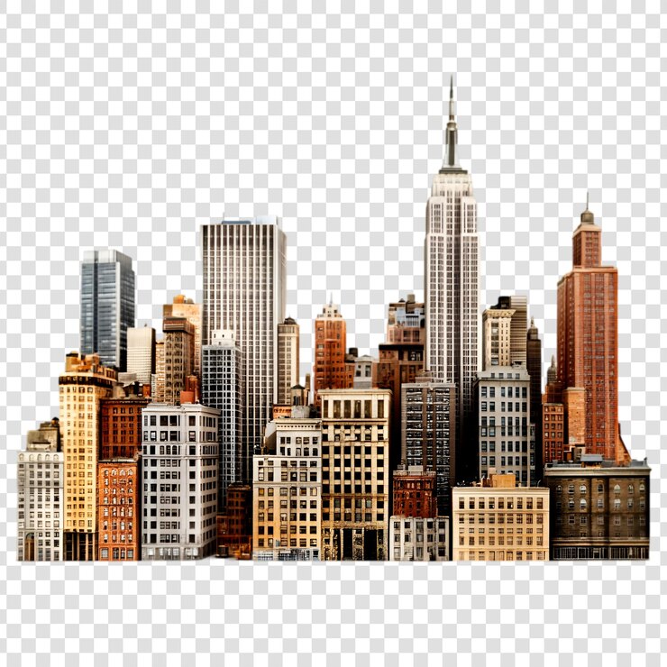 PSD uma ilustração detalhada do horizonte da cidade de nova york em um fundo transparente