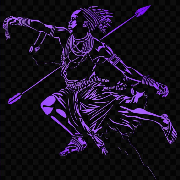 PSD uma ilustração preta e roxa de uma mulher com um arco e flecha
