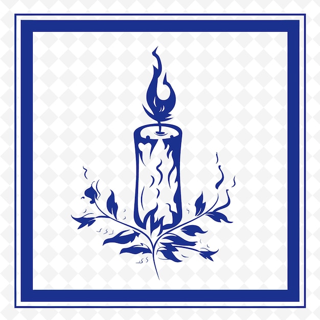 Uma imagem azul e branca de uma vela que está em um fundo branco