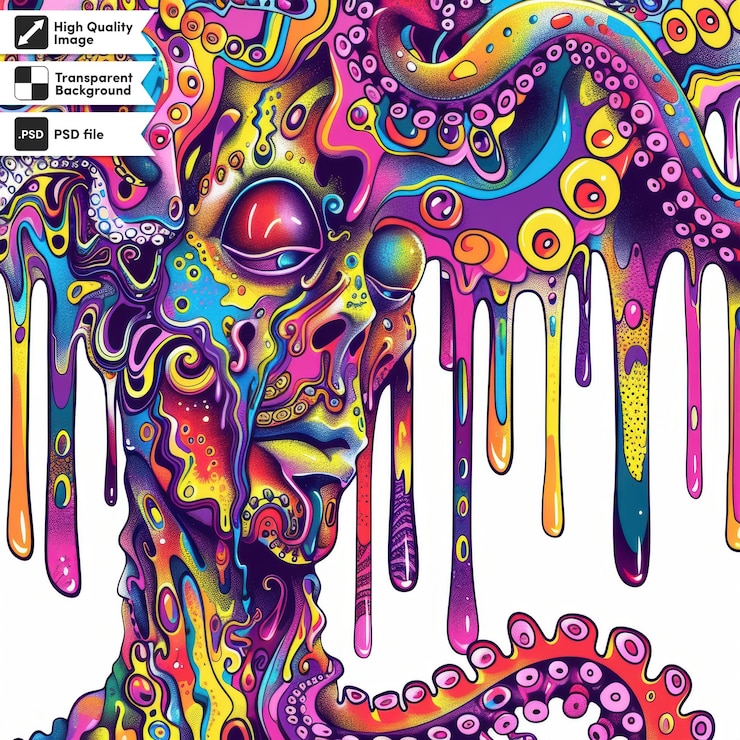 PSD uma imagem colorida de um leão com um fundo colorido