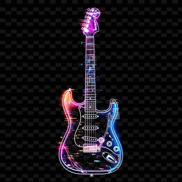 Uma imagem colorida de uma guitarra com as palavras 