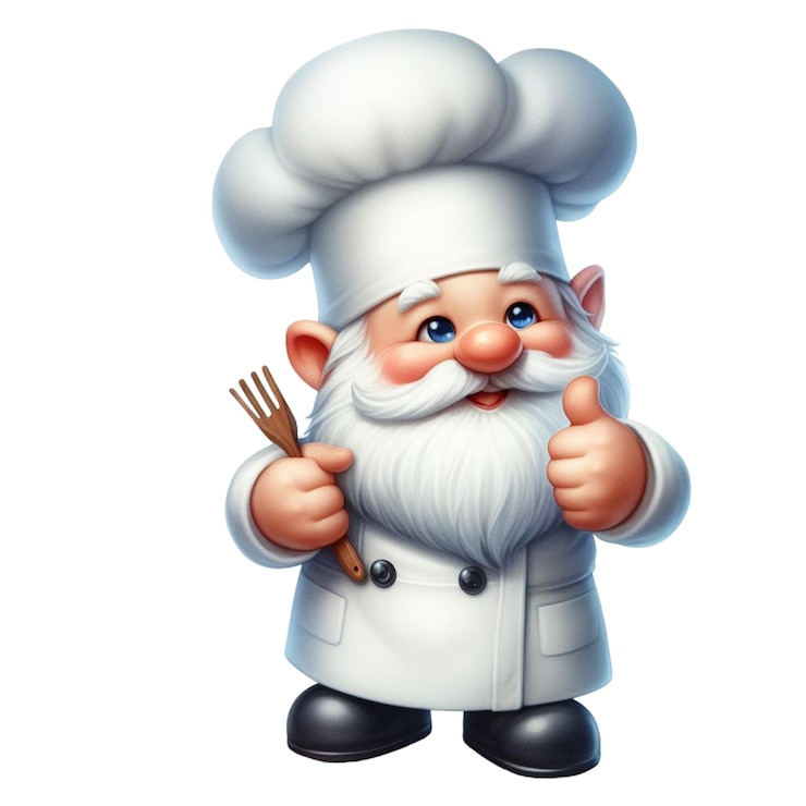 PSD uma imagem de desenho animado de um chef com uma faca e um garfo na mão
