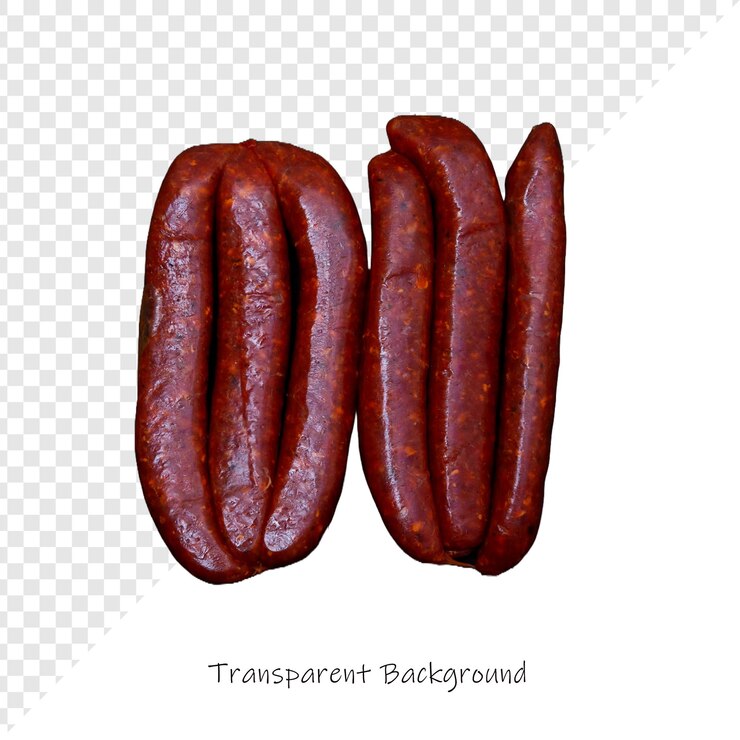 PSD uma imagem de salsichas com as palavras "transat" na parte inferior