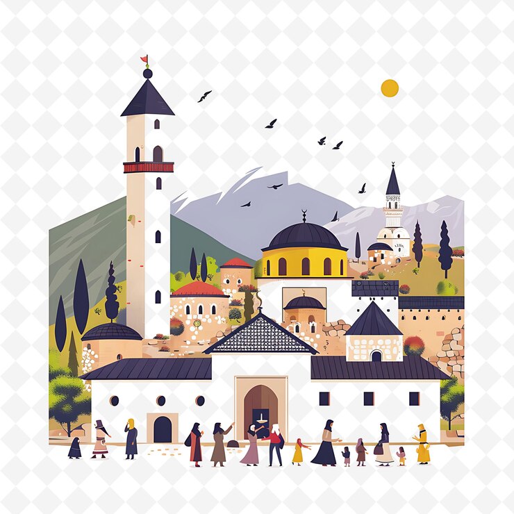 PSD uma imagem de um castelo com uma montanha no fundo
