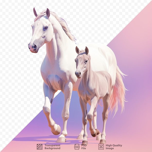 PSD uma imagem de um cavalo branco e um cavalo branco.