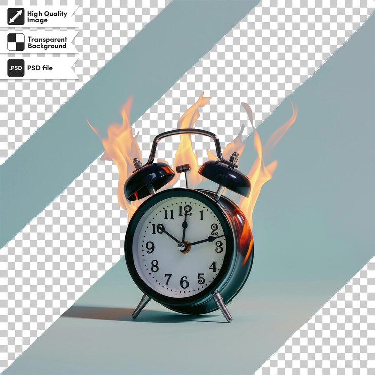 PSD uma imagem de um despertador com a hora como 7 00