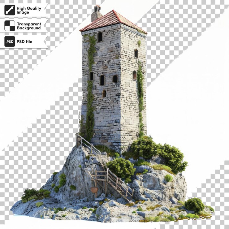 PSD uma imagem de um farol com uma ponte e uma ponte