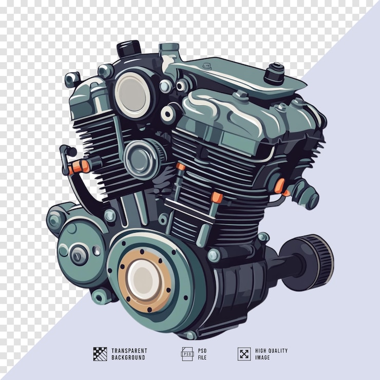 PSD uma imagem de um motor do motor da empresa com um fundo transparente