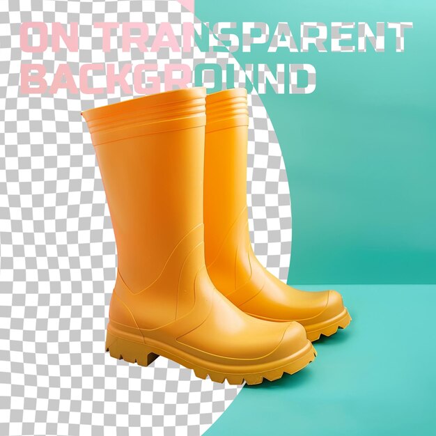 PSD uma imagem de um par de botas laranjas com as palavras relve na parte inferior