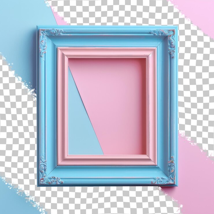 PSD uma imagem de um quadro quadrado com uma borda rosa e azul