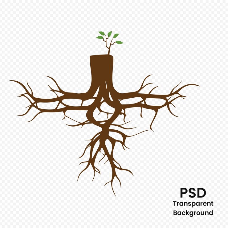PSD uma imagem de uma árvore com raízes que diz pxplica