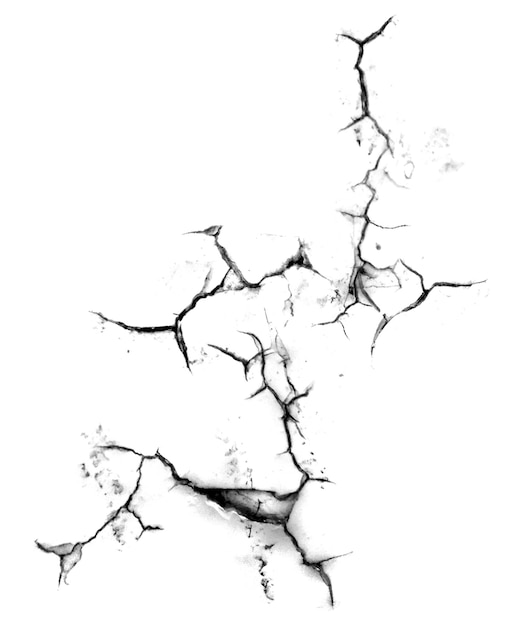 uma imagem de uma parede rachada com um fundo branco