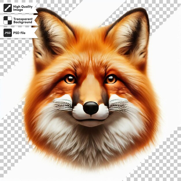 PSD uma imagem de uma raposa com um nariz preto e um fundo branco com um ponto preto na parte inferior