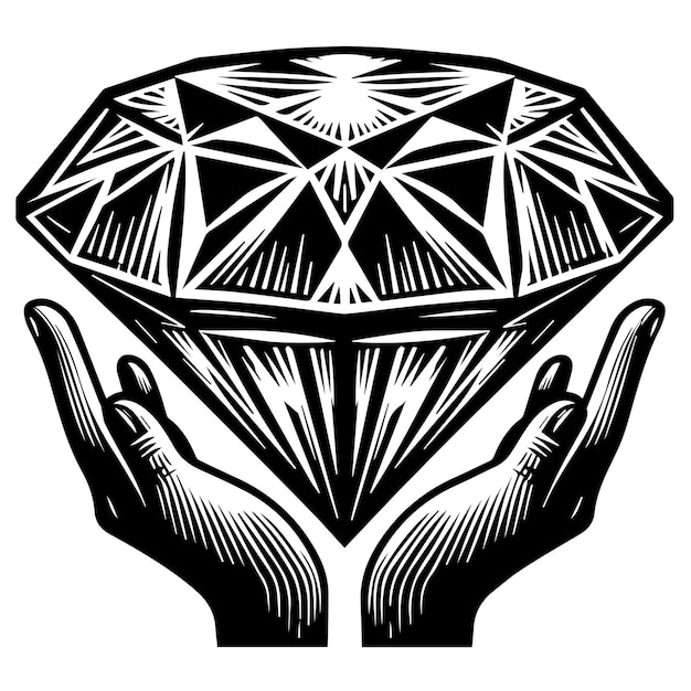 PSD uma imagem em preto e branco de uma mão segurando um diamante