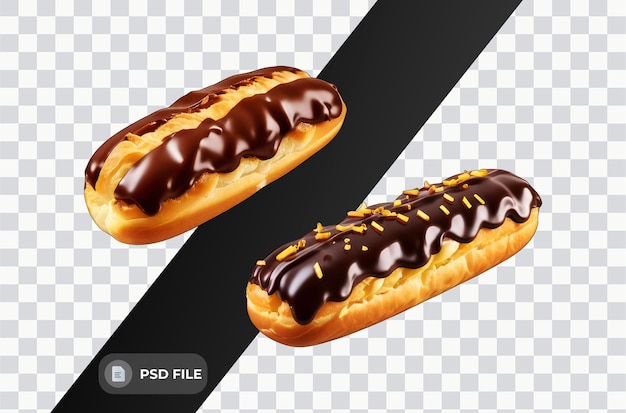 PSD uma imagem gerada por computador de dois donuts cobertos de chocolate quente