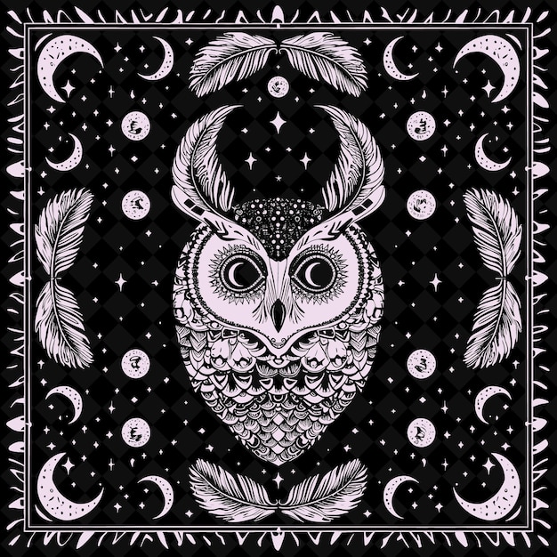 PSD uma imagem preta e branca de uma coruja com um padrão preto e branco
