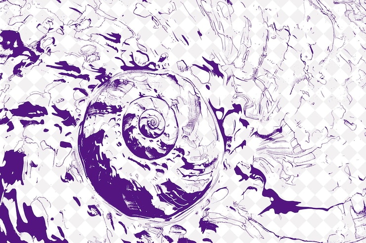 PSD uma imagem roxa e branca de um caracol com tinta roxa