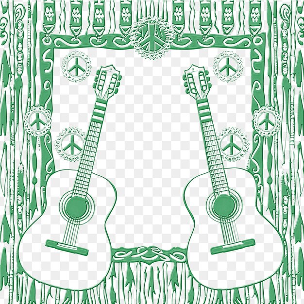 PSD uma imagem verde e branca de duas guitarras