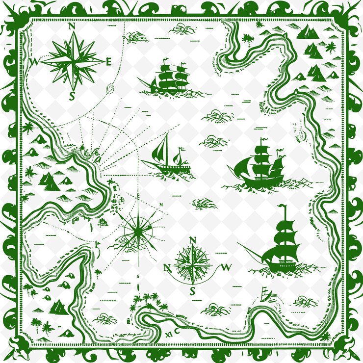 PSD uma imagem verde e branca de um navio e um navio com um fundo verde