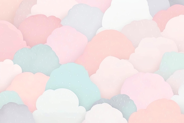 PSD uma impressionante e vibrante obra de arte em aquarela, retratando formas caprichosas de nuvens em uma tela texturizada