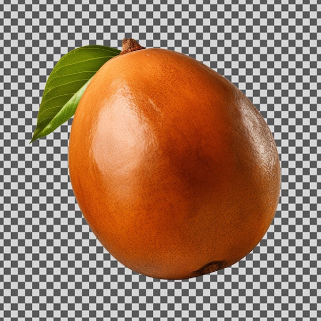 PSD uma laranja com uma folha verde é mostrada