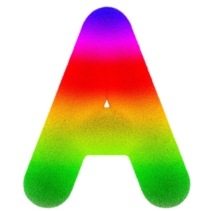 PSD uma letra 3d de fonte colorida e peluda isolada em fundo transparente