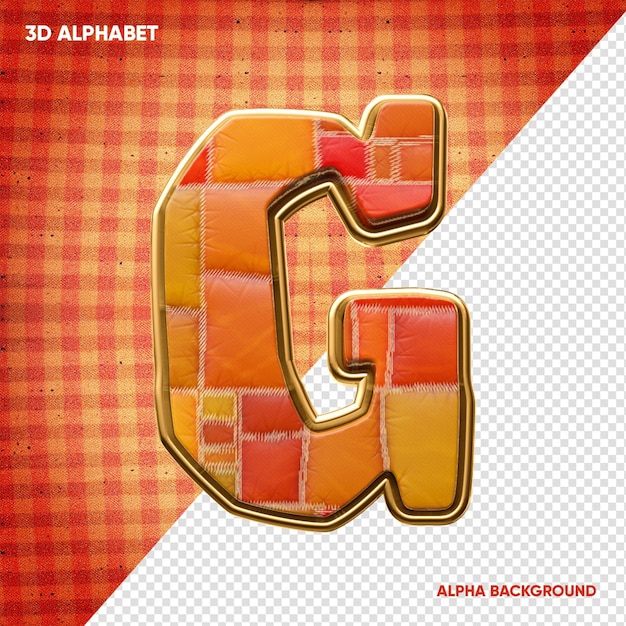 PSD uma letra 3d g com um fundo vermelho e laranja