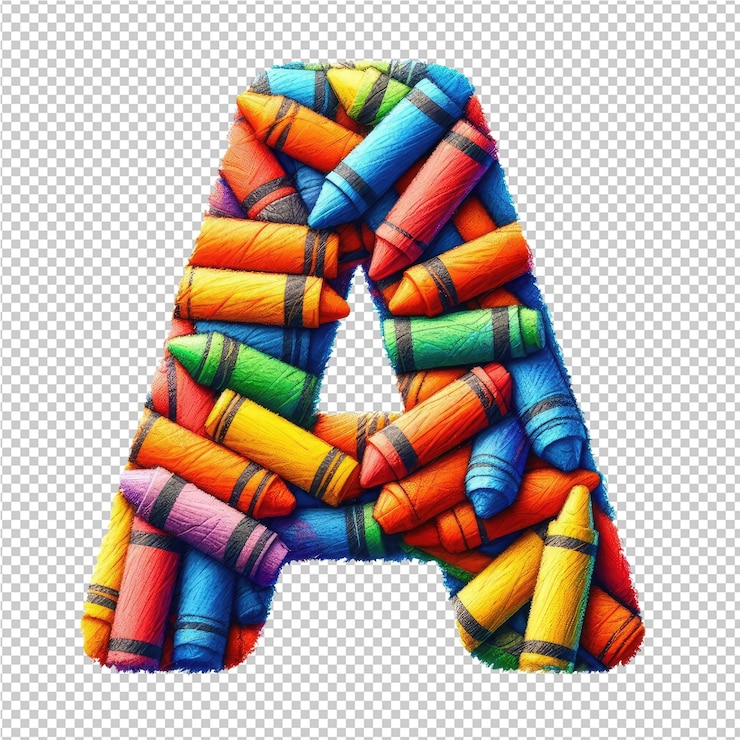 PSD uma letra a com muitas cores de cores